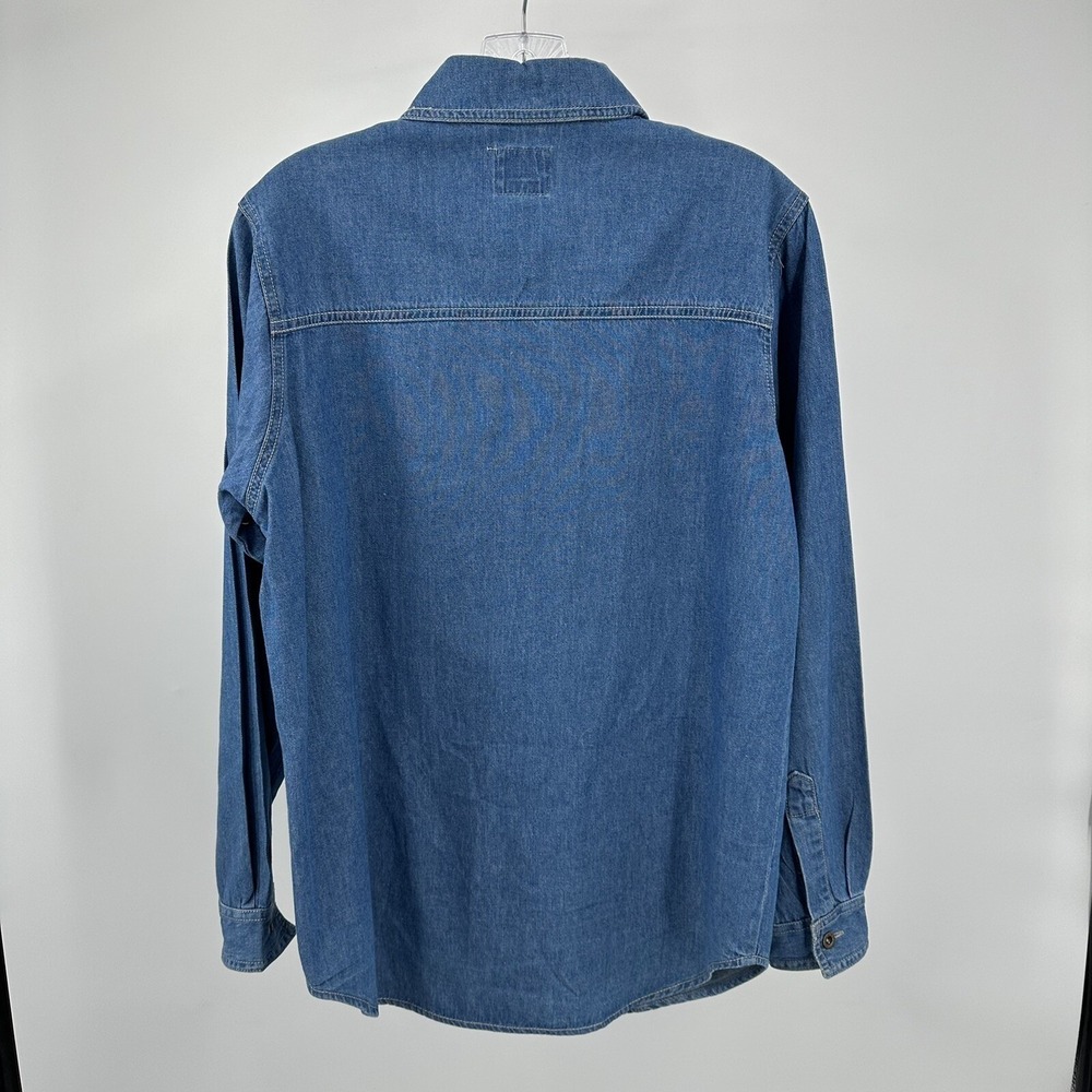 NutCracker Christmas Denim Shirt Santa Reindeer Embroidered Vintage Women Small - Picture 3 of 8